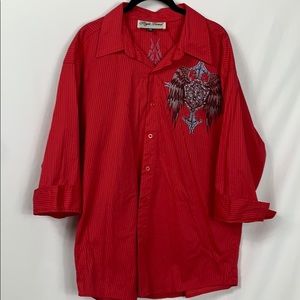 Style Land red pin striped 3/4 length sleeves XL